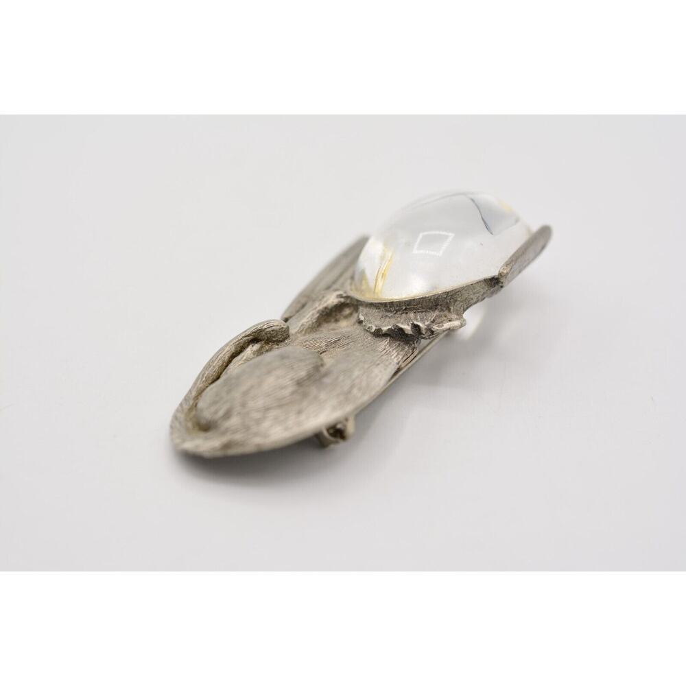 JJ Vintage Pin Brooch Cat Fish Bowl Lucite Resin Pewter Signed 1980s Rare BinAJ - Picture 6 of 12
